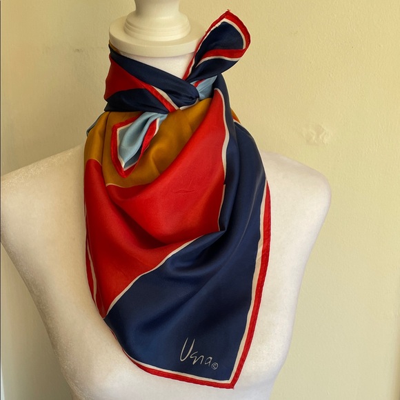 VERA NEUMANN Vintage Vibrant Colorblock Silky Square Scarf - Picture 3 of 16